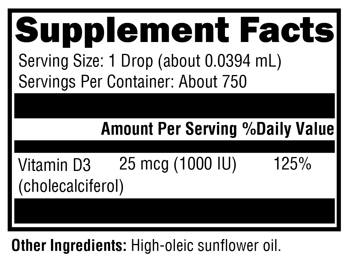 D3 Liquid 1 fl oz Supplement Facts