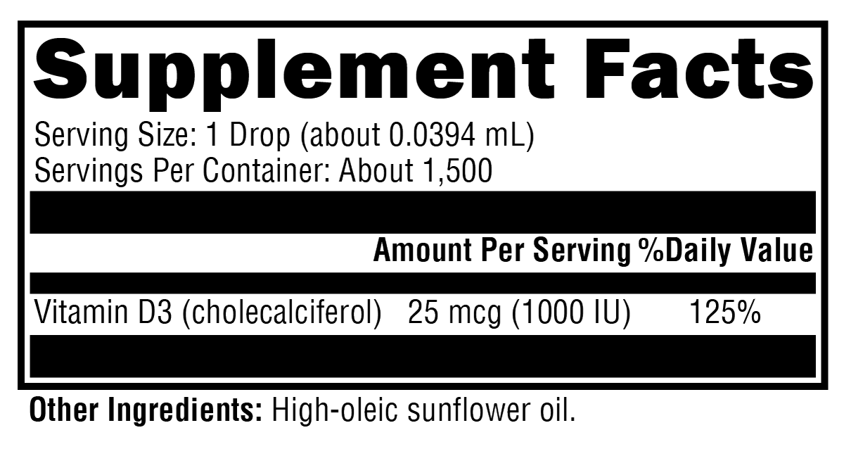 D3 Liquid 2.03 fl oz Supplement Facts
